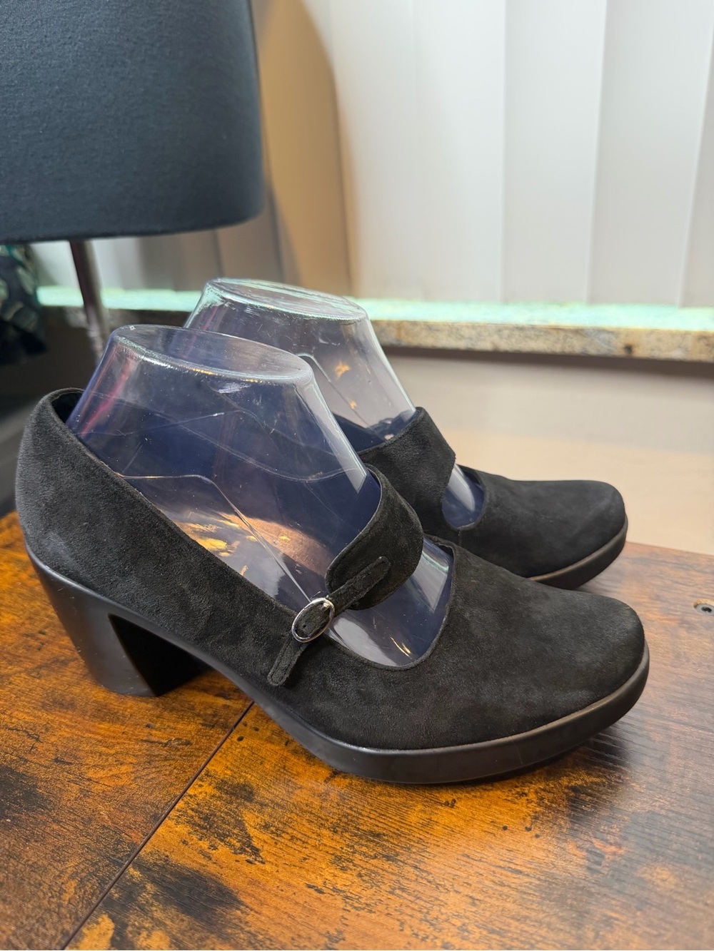 Dansko Classic Black Suede Mary Jane Block Heels Size 39/US8.5-9